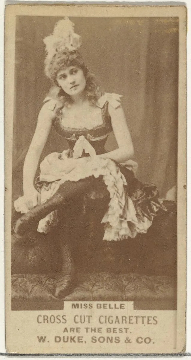 Miss Belle, from the Actors and Actresses series (N145-3) issued by Duke Sons & Co. to promote Cross Cut Cigarettes — W. Duke, Sons & Co.