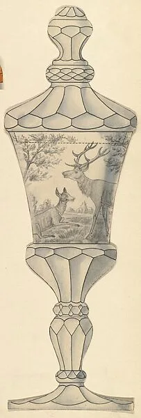 Design for Covered Glass Goblet Decorated with Stags — Anonymous, Czech, early 20th century