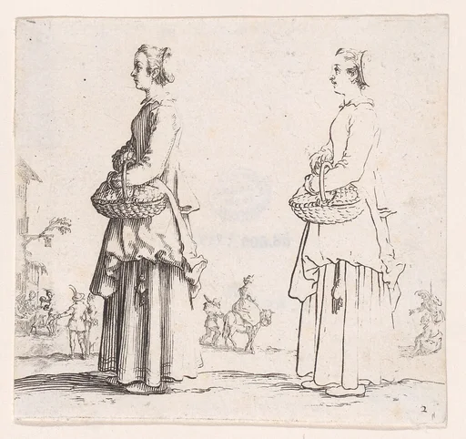 La Paysanne Tournée a Gauche, un Panier a son Bras (La Paysanne Turned to the Left, a Basket in her Arms), from Varie Figure (Various Figures), plate 2