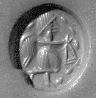 Stamp seal and modern impression: winged figure — Unknown