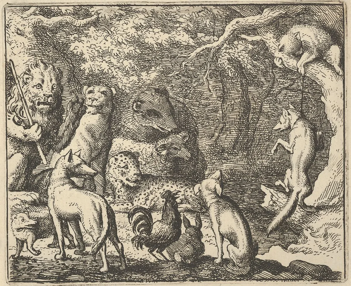 Renard Asks for Confession from Hendrick van Alcmar's Renard The Fox — Allart van Everdingen
