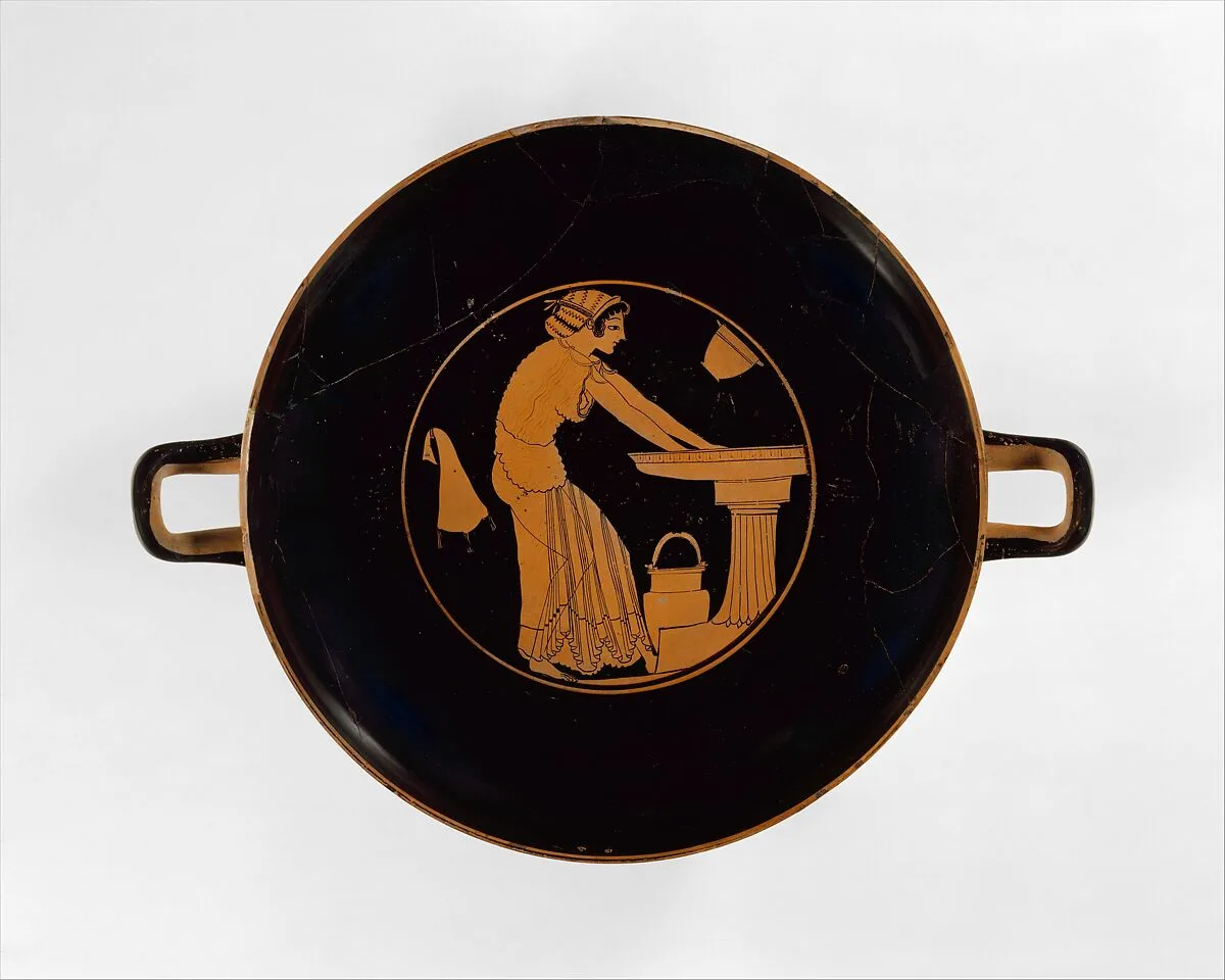 Terracotta kylix (drinking cup) — Douris