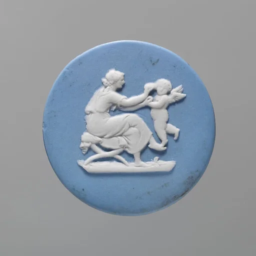 Seated woman washing face of putto