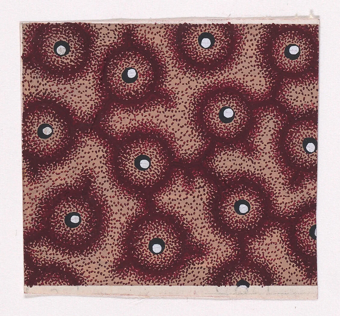 Textile Design with a Network of Circles with Pearls in the Middle — Anonymous, Alsatian, 19th century