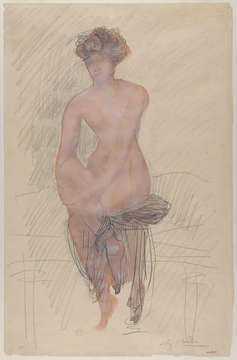 Seated female nude — Auguste Rodin
