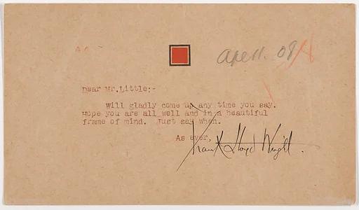 Letter: Frank Lloyd Wright to Francis W. Little, 11 April, 1908