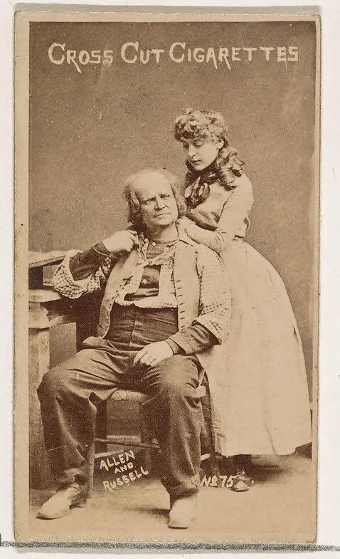 Card Number 75, Allen and Russell, from the Actors and Actresses series (N145-1) issued by Duke Sons & Co. to promote Cross Cut Cigarettes — W. Duke, Sons & Co.