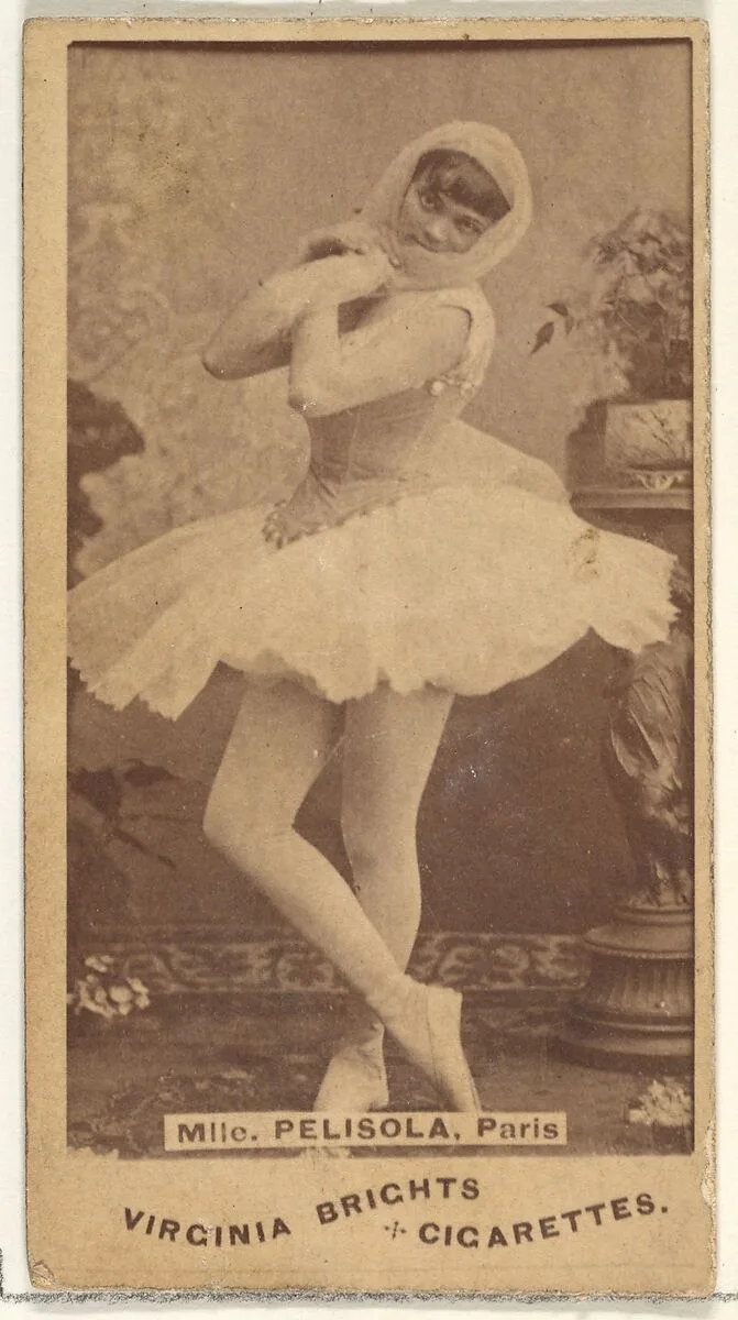 Mlle. Pelisola, Paris, from the Actors and Actresses series (N45, Type 1) for Virginia Brights Cigarettes — Allen & Ginter