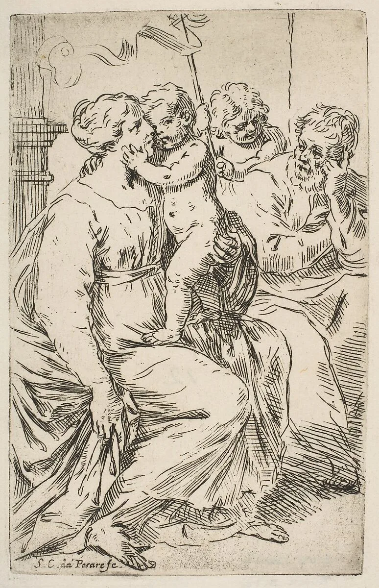Holy Family with St. John the Baptist — Simone Cantarini