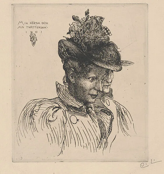 My Cook and My Laundress (Min Köksa och min Tvätterska), from the portfolio of the Swedish Fine Art Print Society (Föreningen för Grafisk Konst) — Carl Larsson|Föreningen för Grafisk Konst