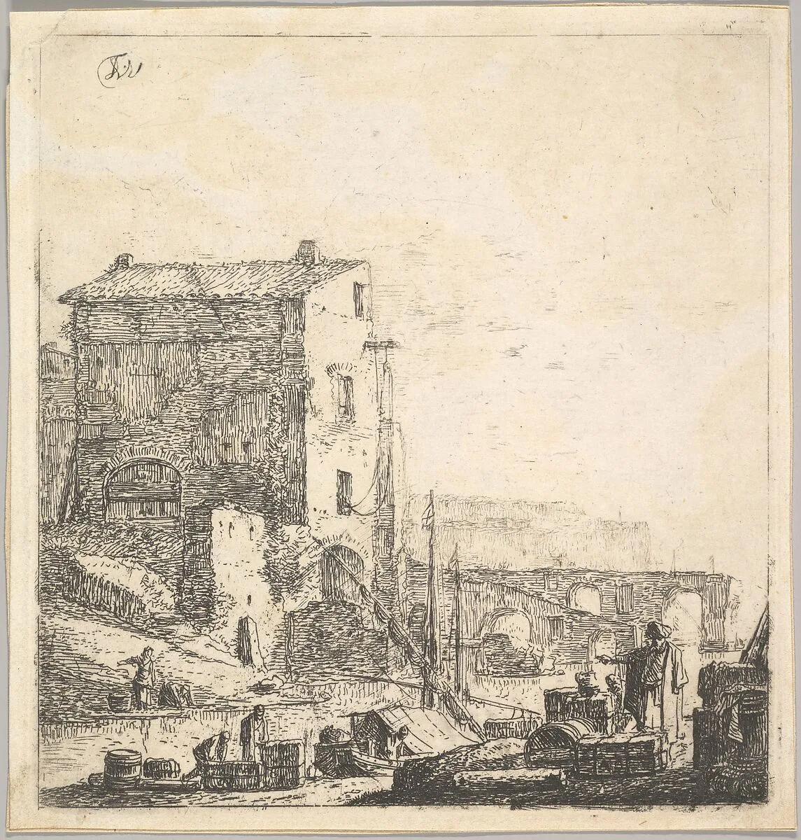 An Oriental Merchant with Merchandise at Riverside — Thomas Wijck