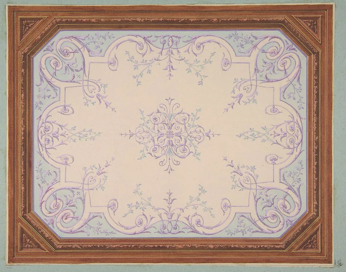 Design for the decoration of a ceiling in rinceaux — Jules-Edmond-Charles Lachaise|Eugène-Pierre Gourdet
