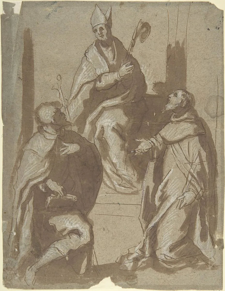 Bishop and Two Saints — Anonymous, Italian, Venetian, 15th to 16th century