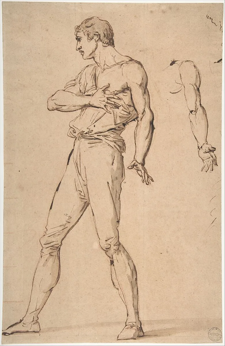 Standing Man with His Right Hand on His Chest — Jacques Louis David|François André Vincent