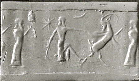 Cylinder seal with two-figure contest scene