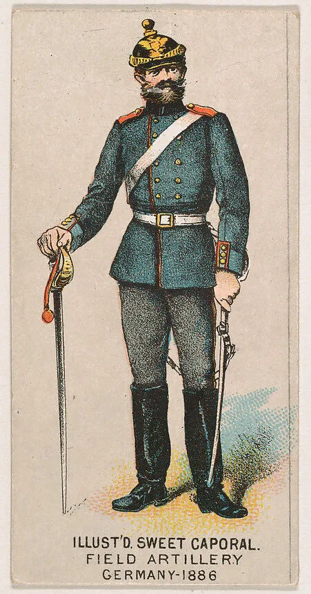 Field Artillery, Germany, 1886, from the Military Series (N224) issued by Kinney Tobacco Company to promote Sweet Caporal Cigarettes — Kinney Brothers Tobacco Company