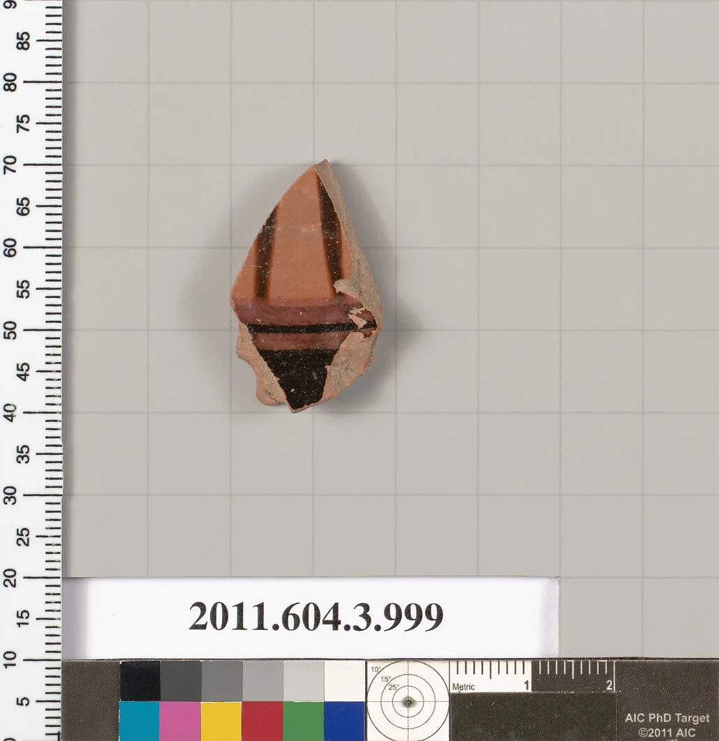 Terracotta fragment of a lekanis lid (covered dish) — Unknown