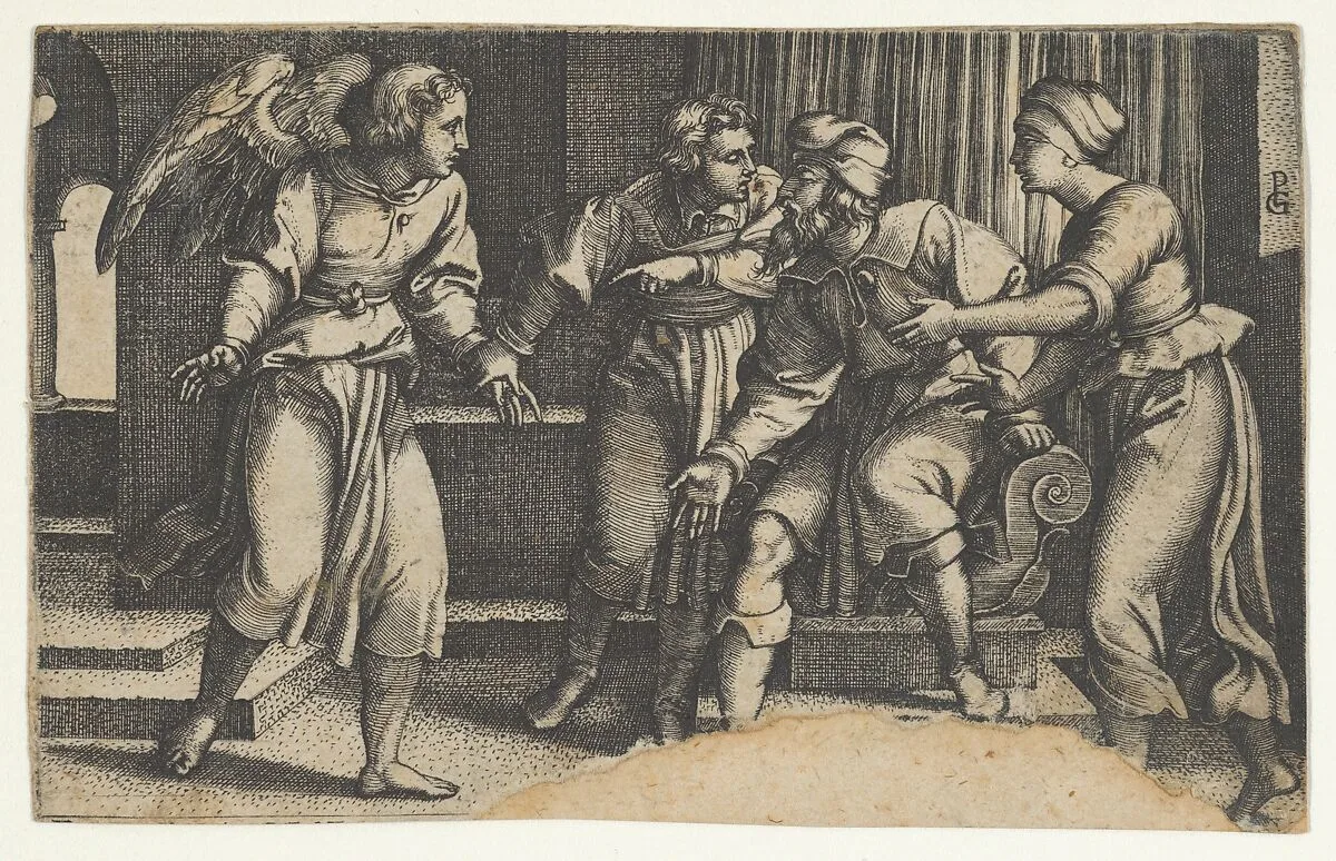 Tobias and the Archangel Raphael, from The Story of Tobias — Georg Pencz