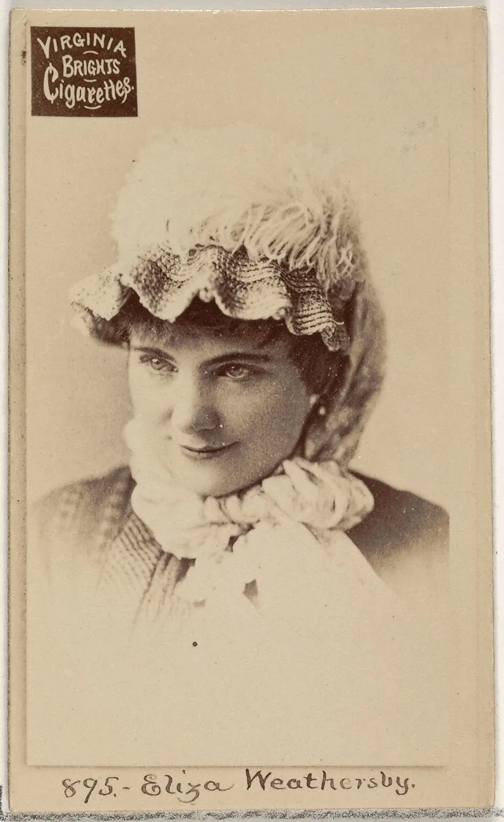 Card 895, Eliza Weathersby, from the Actors and Actresses series (N45, Type 2) for Virginia Brights Cigarettes — Allen & Ginter