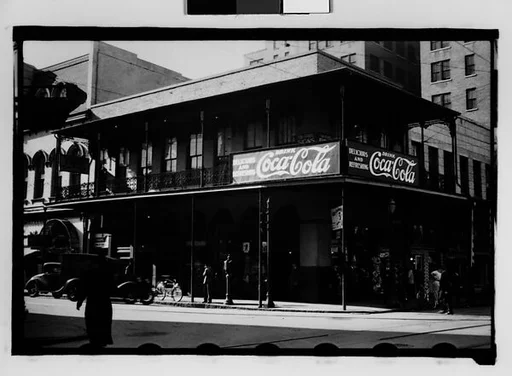 [Building with Coca-Cola Sign on Cast-Iron Balcony, Mobile, Alabama]