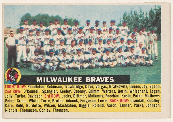 Milwaukee Braves, from the "1956 Topps Regular Issue" series (R414-11), issued by Topps Chewing Gum Company — Topps Chewing Gum Company