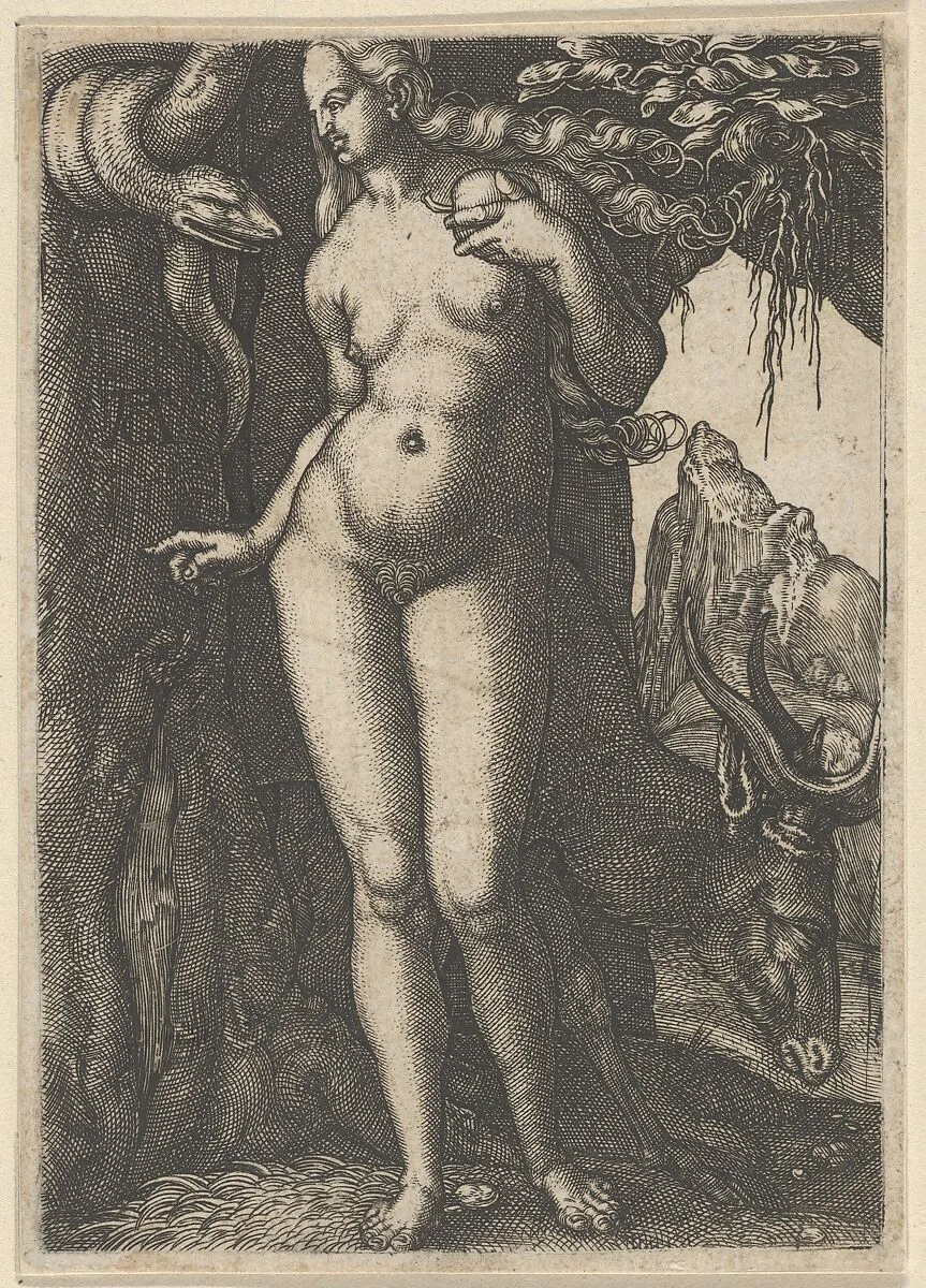 Eve with a Stag — Heinrich Aldegrever
