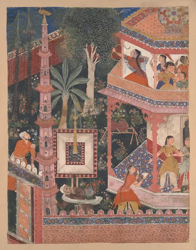 "Mihrdukht Aims her Arrow at the Ring," Folio from the Hamzanama (The Adventures of Hamza)