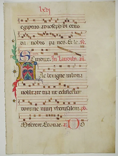 Manuscript Leaf with Initial A, from an Antiphonary