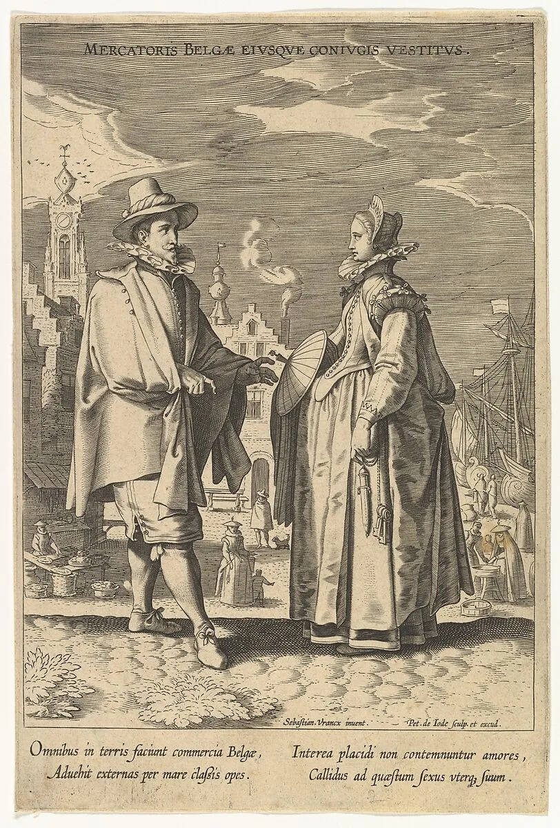 Mercatoris Belgae Eiusque Coniugis Vestitus, from Fashions of Different Nations — Pieter de Jode I|Sebastiaen Vrancx|Pieter de Jode I