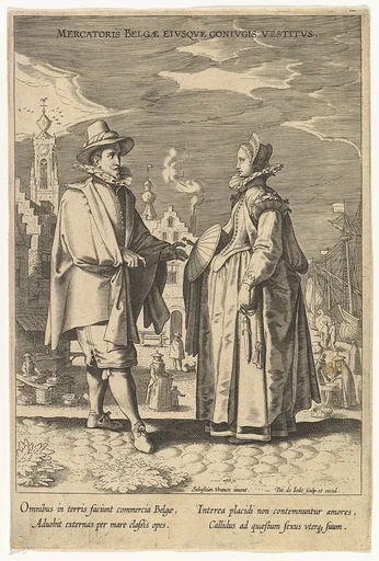Mercatoris Belgae Eiusque Coniugis Vestitus, from Fashions of Different Nations