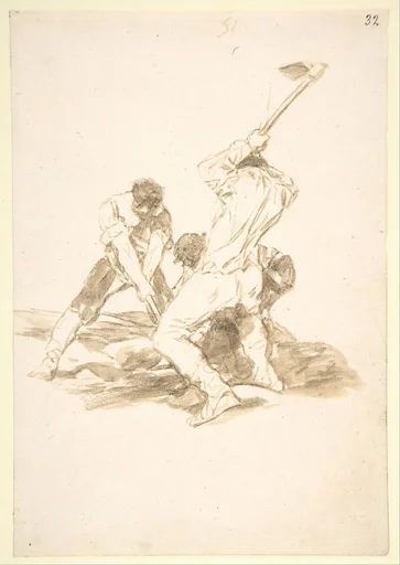 Three men digging; folio 51 from the Images of Spain Album 'F'