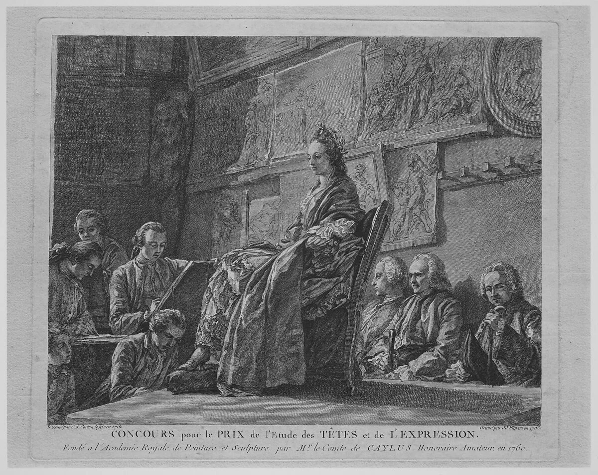 Concours pour le Prix de l'Etude des Têtes et de l'Expression (Portrait of Mlle. Clairon) — Charles Nicolas Cochin II|Jean Jacques Flipart