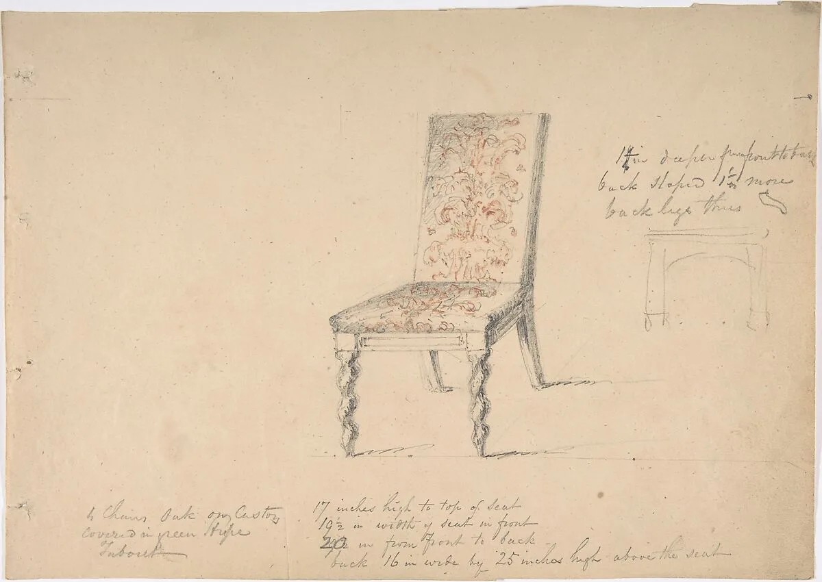 Design for a Chair with Turned Front Legs — Anonymous, British, 19th century