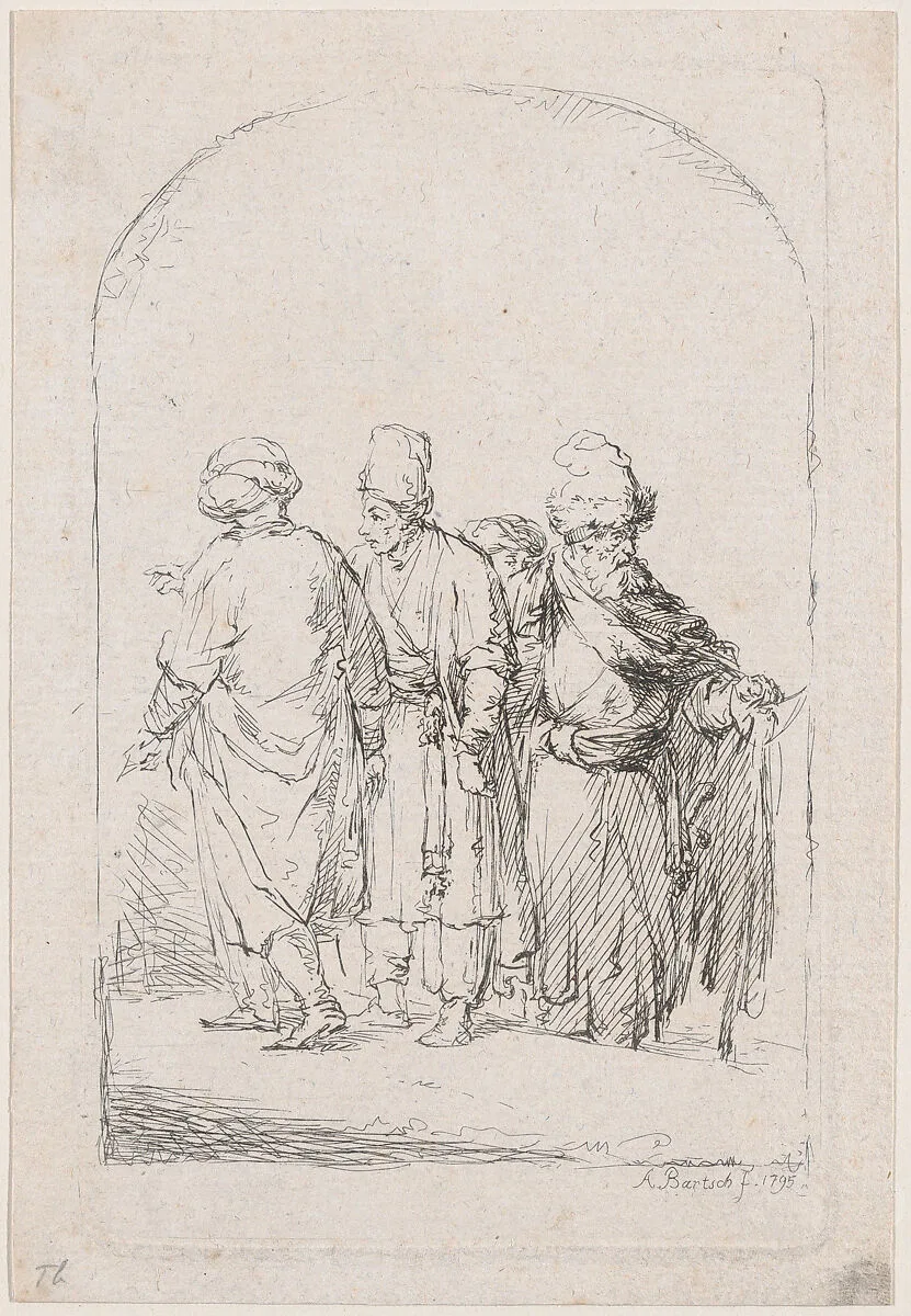 Group of four standing men in oriental costume — Adam von Bartsch