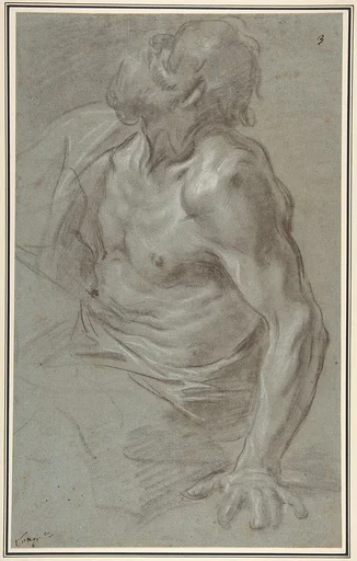 Seated Bearded Male Figure Looking to Upper Left