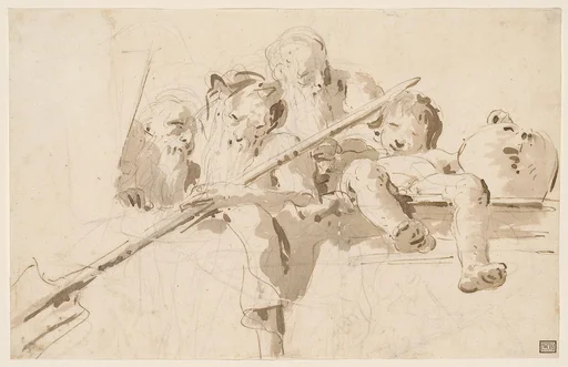 A River God and Other Figures on a Parapet