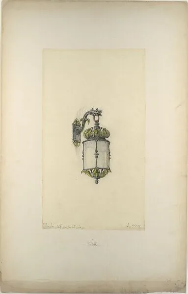 Design for hanging wall-mounted lantern — Louis C. Tiffany|Tiffany Studios|Tiffany Glass Company|Tiffany Glass and Decorating Company