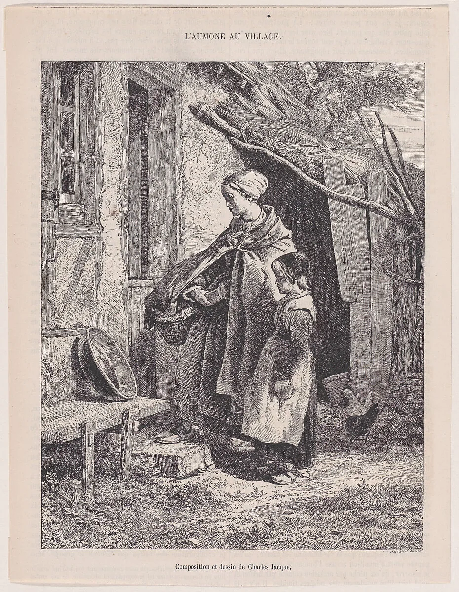 Charity in the Village, from "Le Magasin Pittoresque" — Charles Jacque