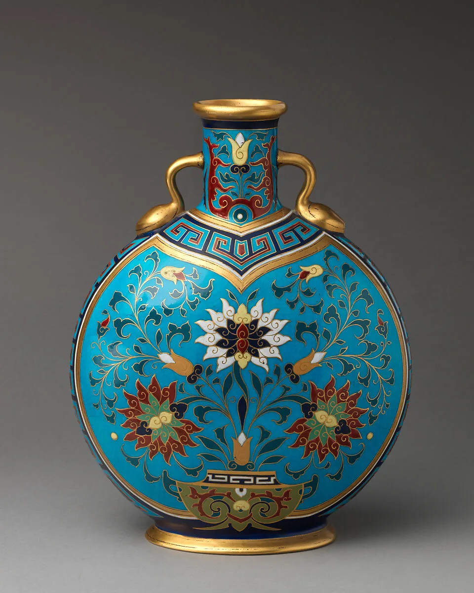 Moon flask with "cloisonné" floral decoration — Minton(s)