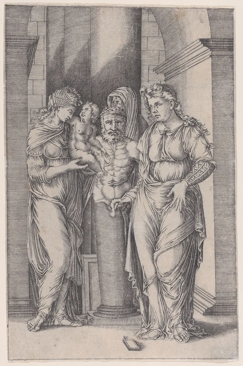 The Child Presented to Priapus — Agostino Veneziano (Agostino dei Musi)
