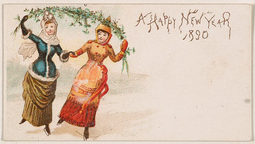 A Happy New Year 1890, from the New Years 1890 series (N227) issued by Kinney Bros. — Kinney Brothers Tobacco Company