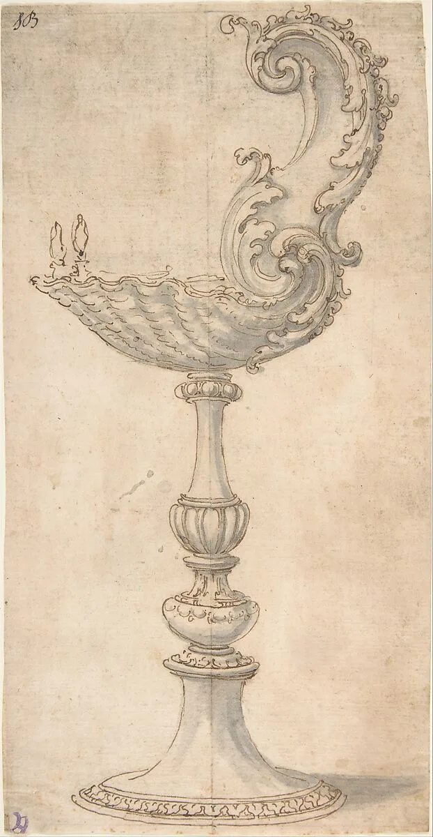 Design for a Cup or Reliquary Composed of a Shell and S-Volute. — Giovanni Battista Foggini