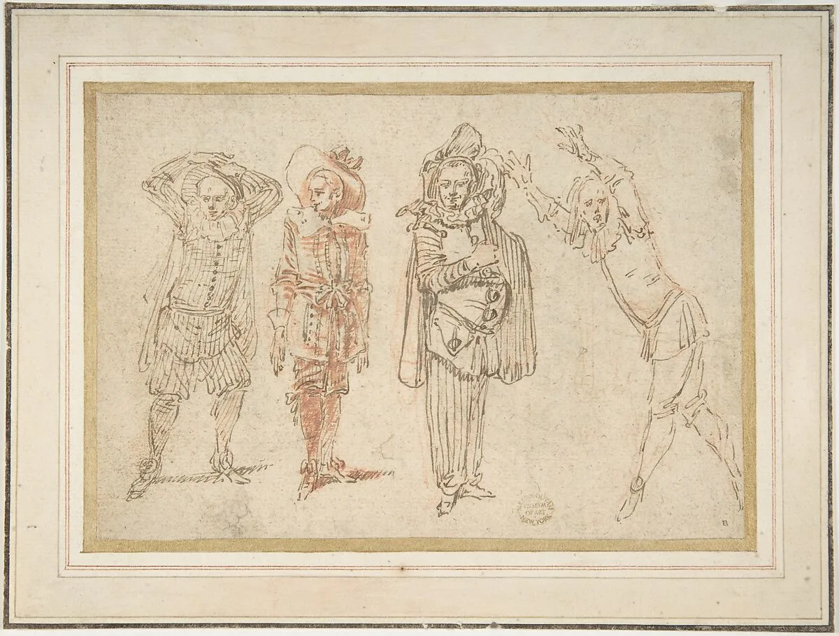 Figures in Theatrical Costumes — Claude Gillot|Antoine Watteau