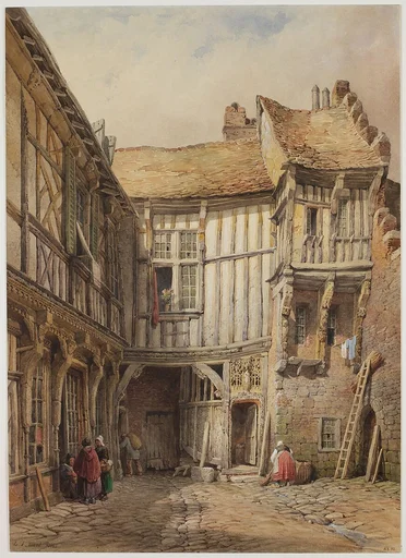 Courtyard of House at no. 29, Rue de la Tannerie, Abbeville, Somme, France; said to be from the reign of François I