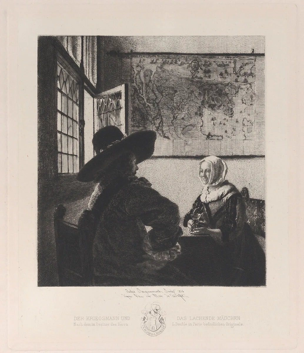 Officer and Laughing Girl, after Vermeer — Johannes Vermeer|Jules-Ferdinand Jacquemart