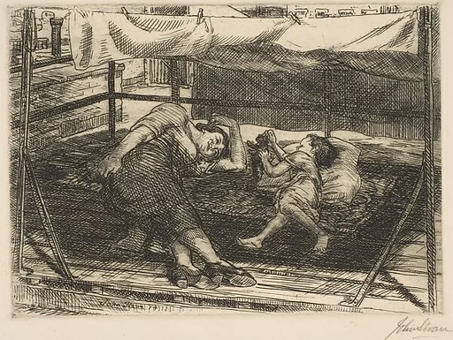 Woman and Child on the Roof