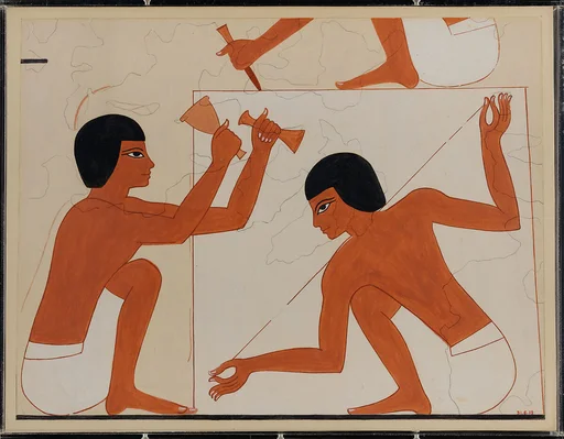 Masons Squaring a Block, Tomb of Rekhmire