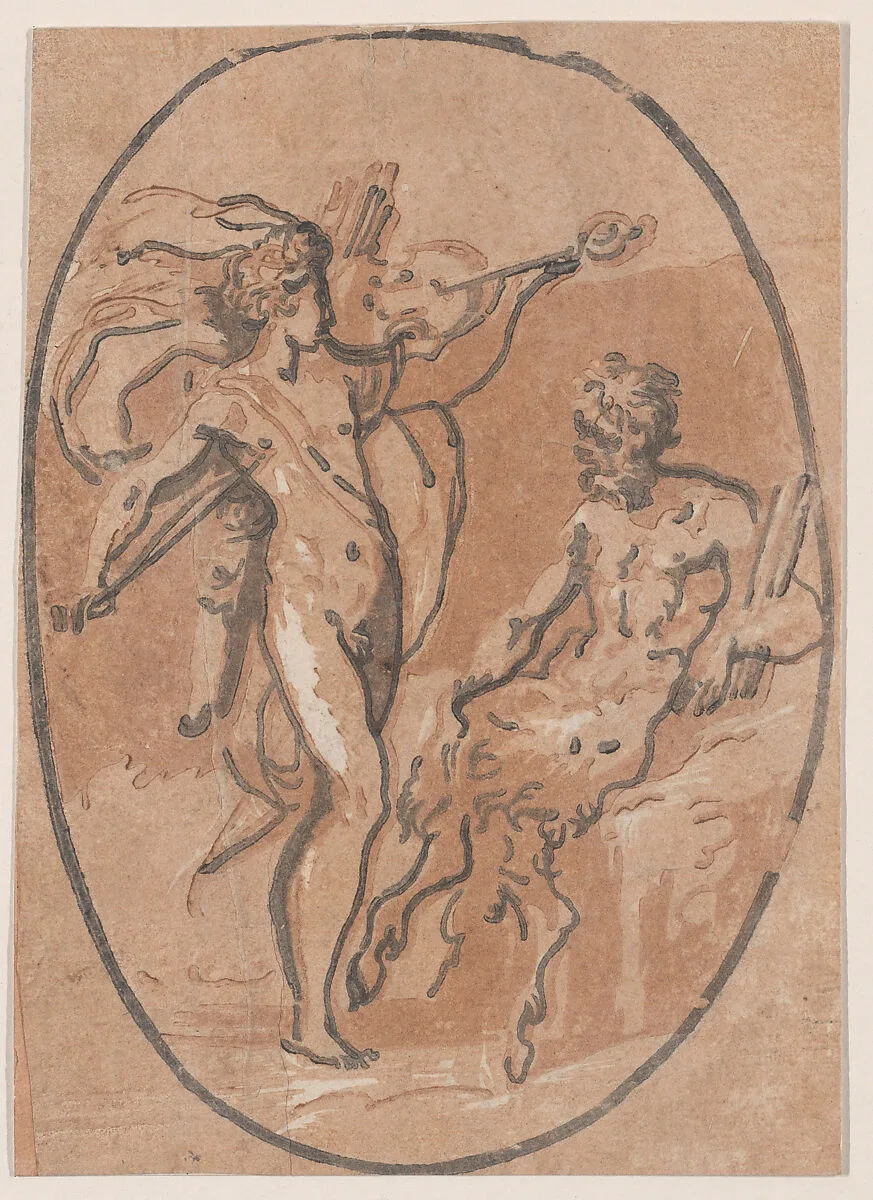 The contest between Apollo and Marsyas — Niccolò Vicentino|Parmigianino (Girolamo Francesco Maria Mazzola)|Ugo da Carpi
