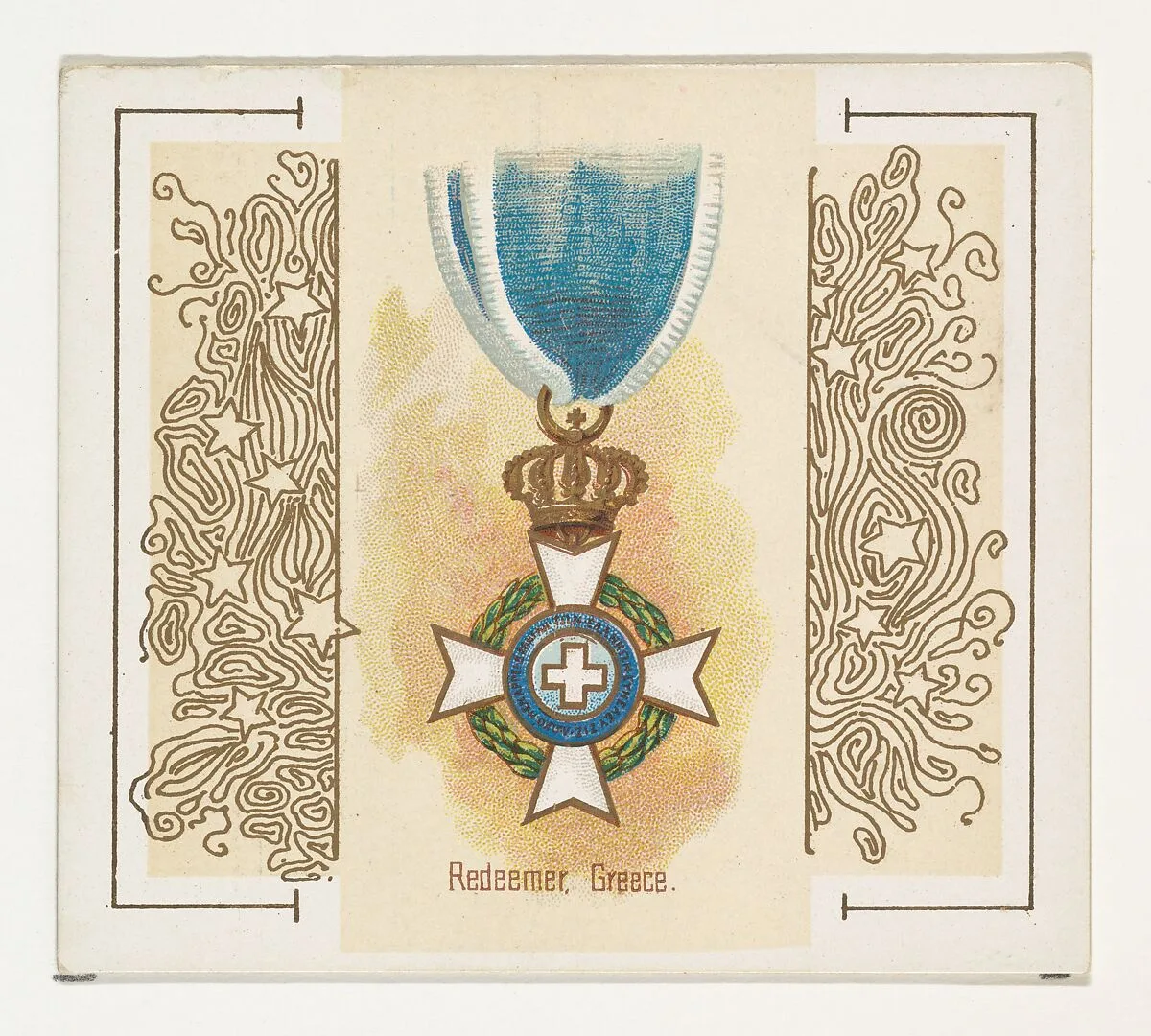 Redeemer, Greece, from the World's Decorations series (N44) for Allen & Ginter Cigarettes — Allen & Ginter|Lindner, Eddy & Claus