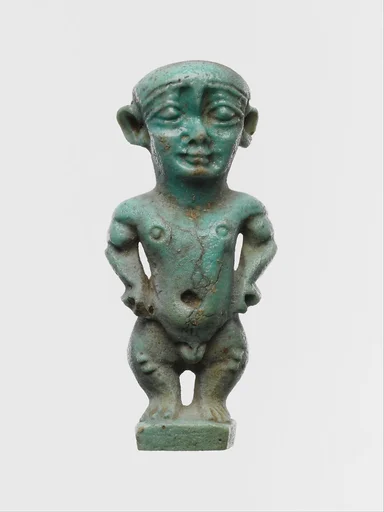 Faience amulet in the form of the dwarf god Pataikos